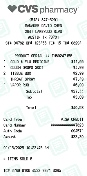 CVS Pharmacy Cold & Flu Supplies
