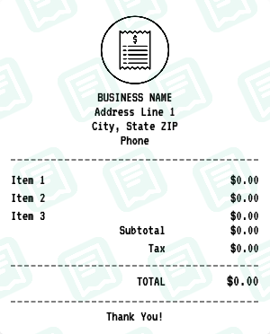 Blank receipt preview - click to customize
