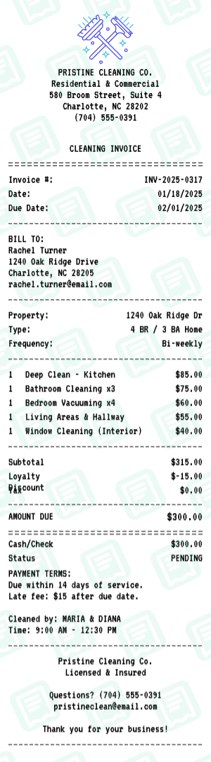 Cleaning Invoice